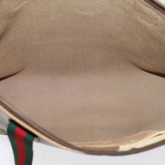 GUCCI GG Plus Canvas Web Sherry Line Tote Bag Beige Red Green Auth ep1048 - Picture 11 of 16